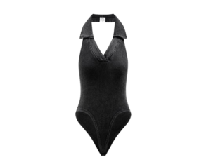 Spotted Noir Halter Bodysuit