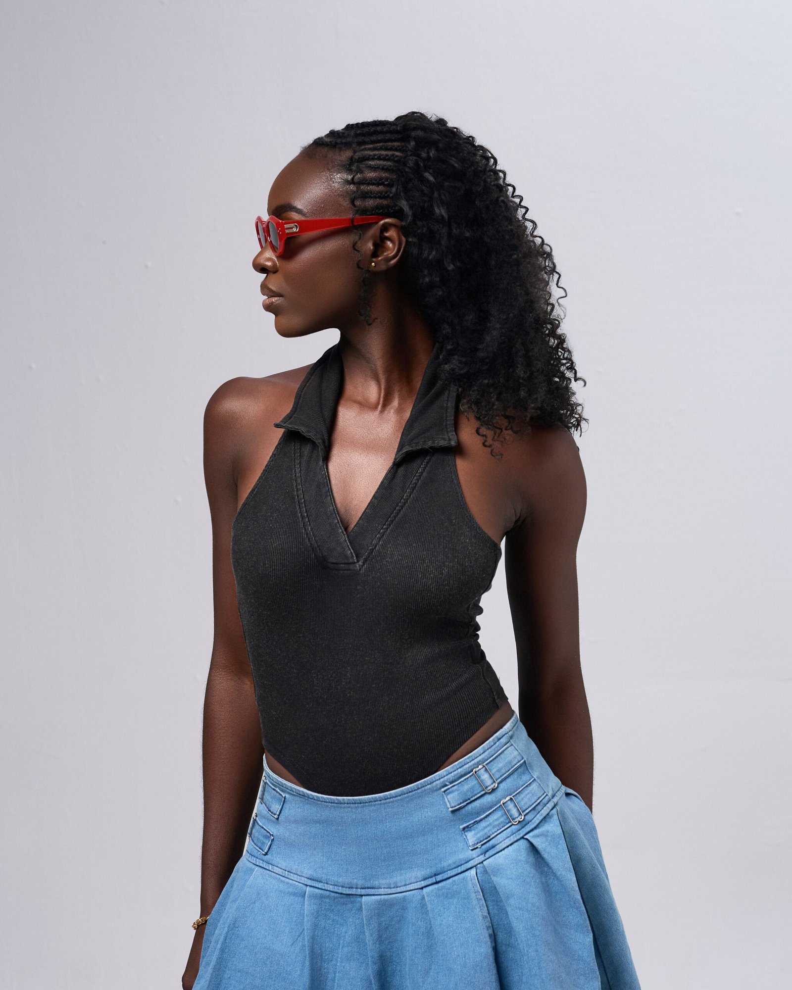 Spotted Noir Halter Bodysuit